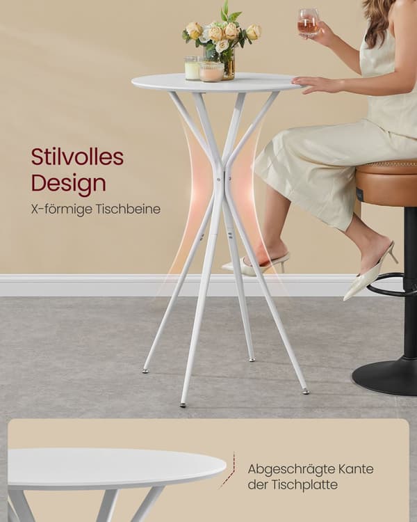 Barstabell med metallram 60 x 60 x 105 cm Wolkwit-Mat White