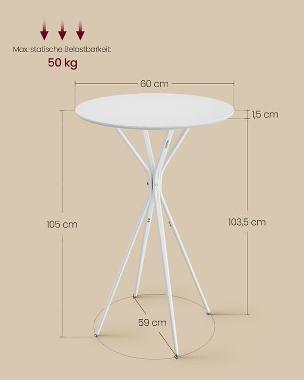 Barstabell med metallram 60 x 60 x 105 cm Wolkwit-Mat White