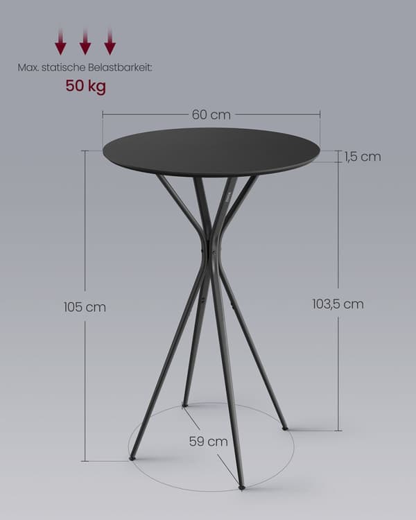 Barstabell med metallram 60 x 60 x 105 cm bläcksvart matt svart