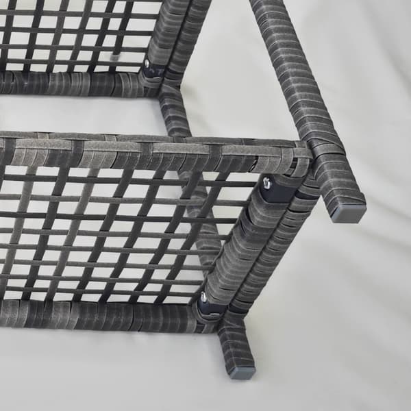 Rootz Garden Side Bord - Rektangulær sofabord - Pe Rattan - Let at rengøre tempereret glas - 80L x 30W x 40H cm - Grå