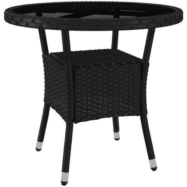 Rootz Pyöreä puutarhapöytä - Patio -pöytä - Ulkopöytä - UV -kestävä - Ø80 x 75H cm - kodikas chic -tyyli - 1 hylly - helppo puhdas karkaistu lasi