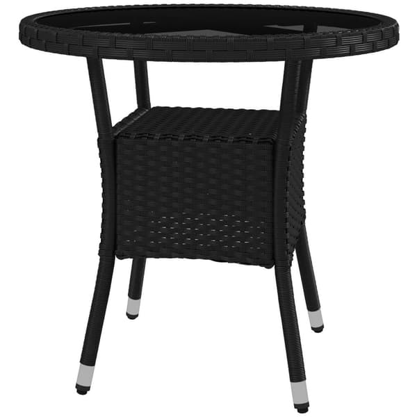 Rootz Pyöreä puutarhapöytä - Patio -pöytä - Ulkopöytä - UV -kestävä - Ø80 x 75H cm - kodikas chic -tyyli - 1 hylly - helppo puhdas karkaistu lasi
