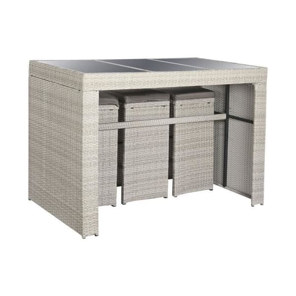set med bord + 6 stolar i konstrotting (143 x 80 x 100 cm)