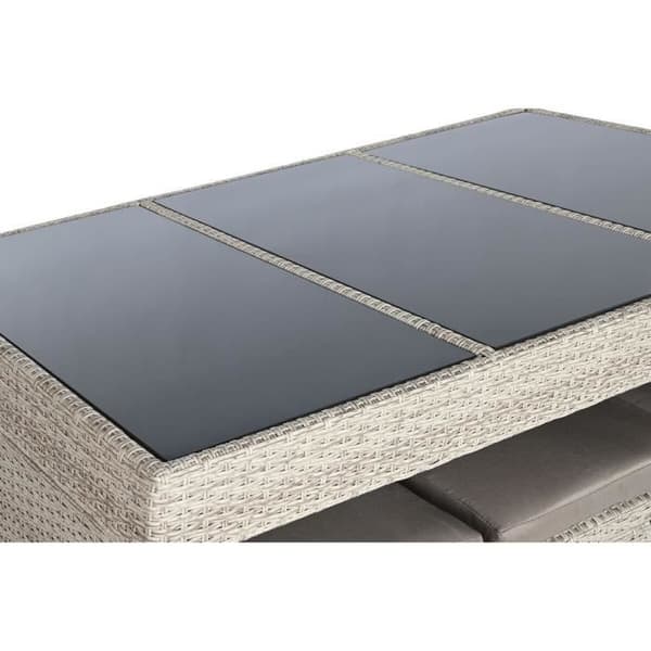 set med bord + 6 stolar i konstrotting (143 x 80 x 100 cm)