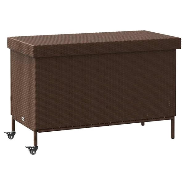 vidaXL opbevaringsboks med hjul 110x55x73 cm polyrattan brun