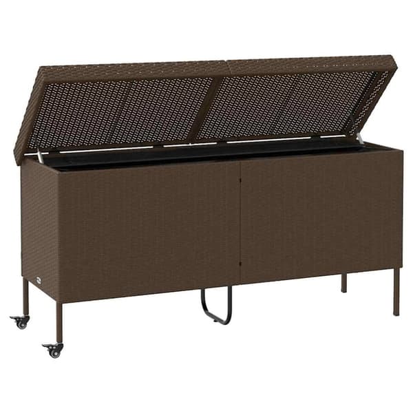vidaXL opbevaringsboks med hjul 160x55x75 cm polyrattan brun