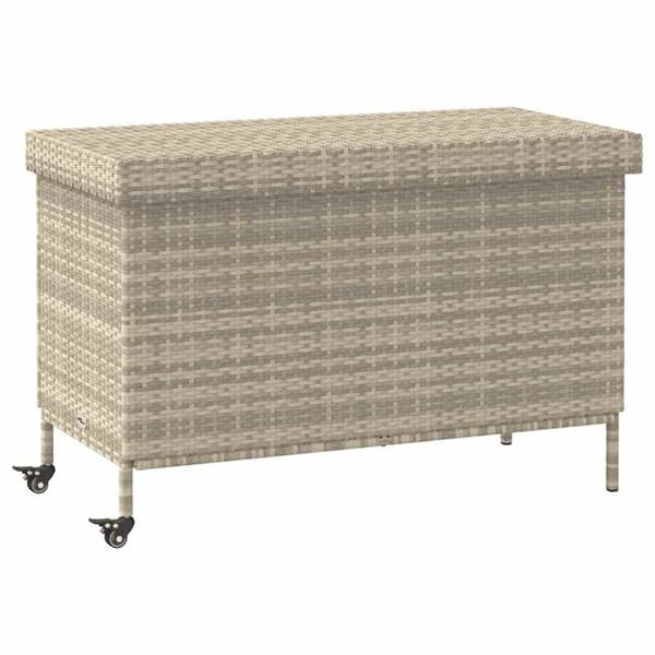 vidaXL opbevaringsboks med hjul 110x55x73 cm polyrattan lysegrå