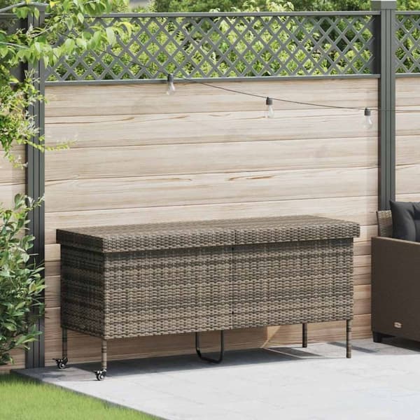 vidaXL opbevaringsboks med hjul 160x55x75 cm polyrattan grå