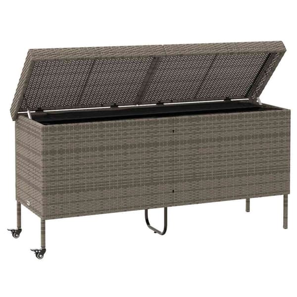 vidaXL opbevaringsboks med hjul 160x55x75 cm polyrattan grå