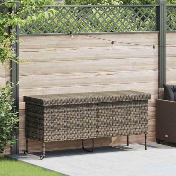 vidaXL opbevaringsboks med hjul 160x55x75 cm polyrattan grå