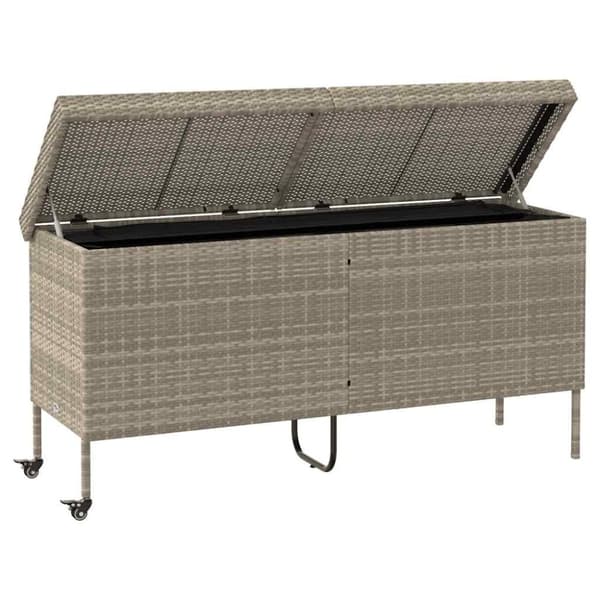 vidaXL opbevaringsboks med hjul 160x55x75 cm polyrattan lysegrå