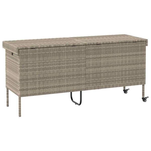 vidaXL opbevaringsboks med hjul 160x55x75 cm polyrattan lysegrå