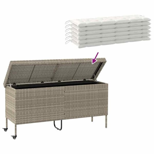 vidaXL opbevaringsboks med hjul 160x55x75 cm polyrattan lysegrå