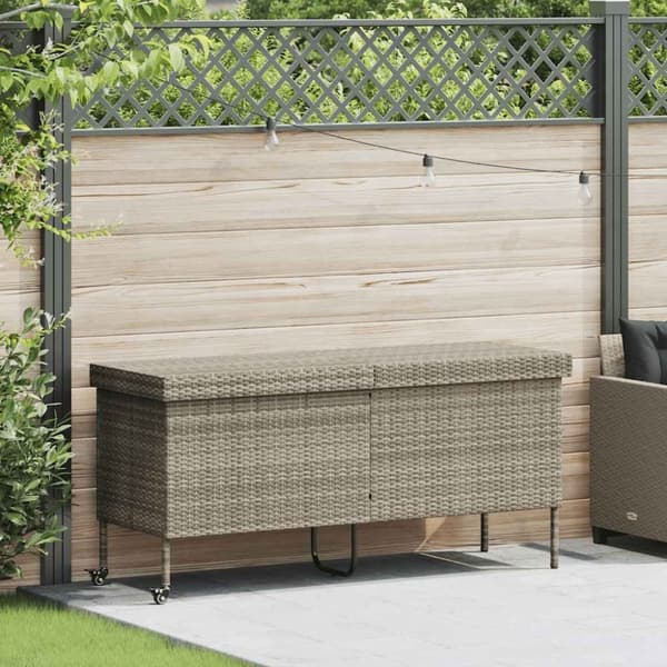 vidaXL opbevaringsboks med hjul 160x55x75 cm polyrattan lysegrå