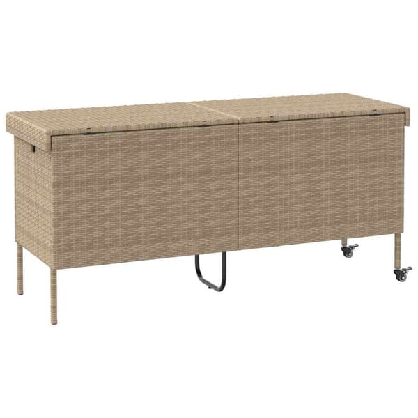 vidaXL opbevaringsboks med hjul 160x55x75 cm polyrattan beige