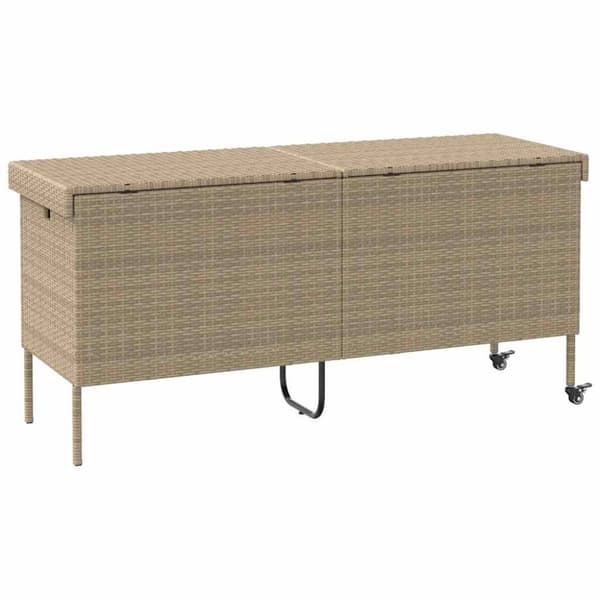 vidaXL opbevaringsboks med hjul 160x55x75 cm polyrattan beige