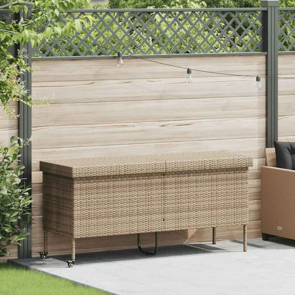 vidaXL opbevaringsboks med hjul 160x55x75 cm polyrattan beige