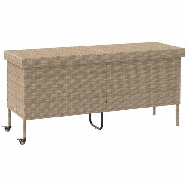 vidaXL opbevaringsboks med hjul 160x55x75 cm polyrattan beige