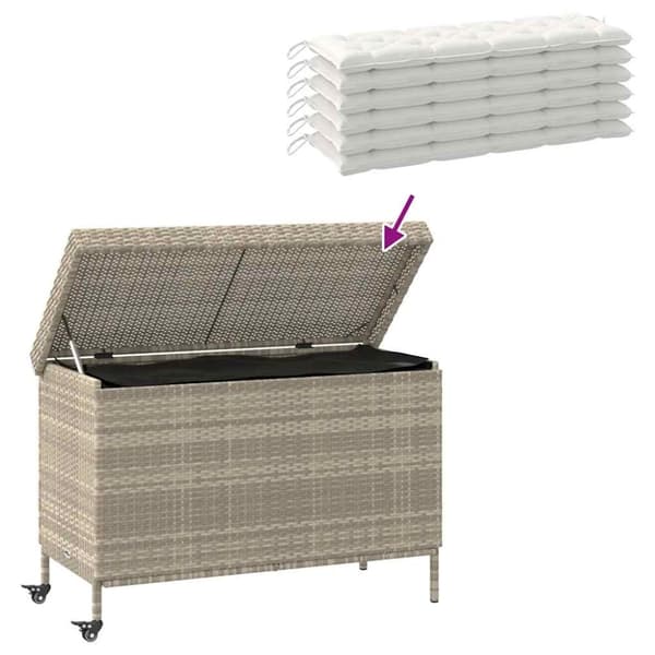 vidaXL Dynbox på hjul ljusgrå 110x55x73 cm konstrottning