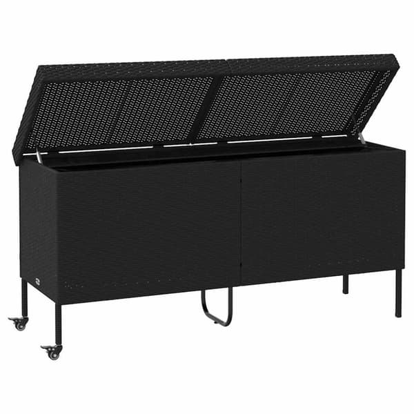 vidaXL opbevaringsboks med hjul 160x55x75 cm polyrattan sort