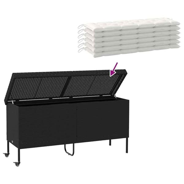 vidaXL opbevaringsboks med hjul 160x55x75 cm polyrattan sort