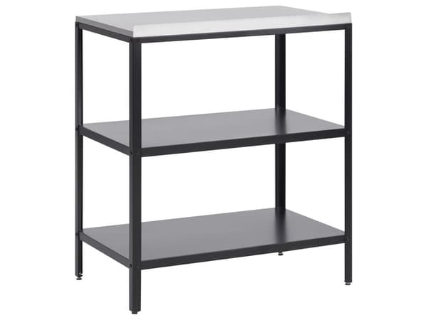 Udendørs køkkenø i sort rustfrit stål 80 x 50 x 92 cm 2 hylder med top Havekøkken Spisning