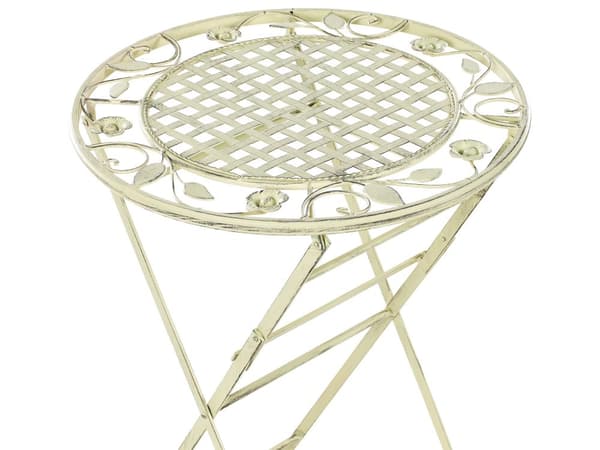 Have Bistro Bar Bord Lysegrønt Jern Sammenfoldelig Mønstret Metal Rund 70 cm til 2 Udendørs UV-Rustbestandig Fransk Retro Stil