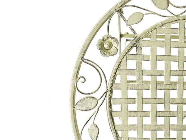 Have Bistro Bar Bord Lysegrønt Jern Sammenfoldelig Mønstret Metal Rund 70 cm til 2 Udendørs UV-Rustbestandig Fransk Retro Stil