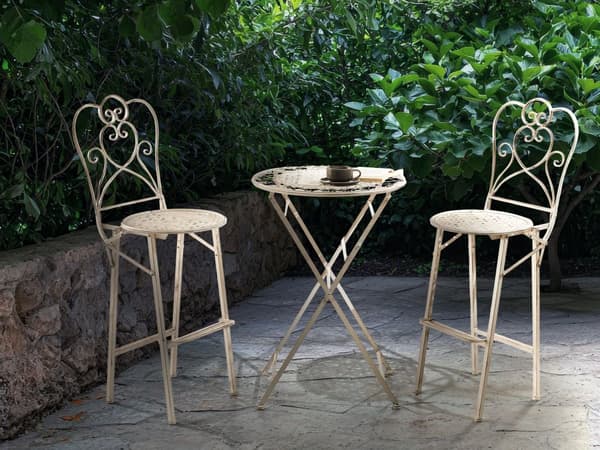 Have Bar Bord Beige Metal Rund Shabby Chic franske havemøbler jern