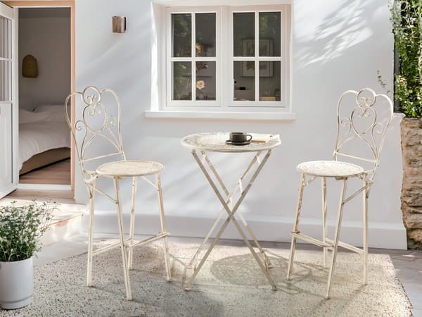 Have Bar Bord Beige Metal Rund Shabby Chic franske havemøbler jern