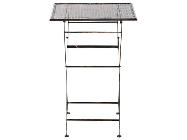 Havebarbord sort jern sammenklappeligt distressed metal rundt bord til 2 udendørs fransk retrostil