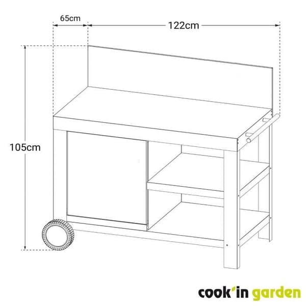 Serveringsvagn - COOK'IN GARDEN - Nova 110 - Med backsplash - 100% metall