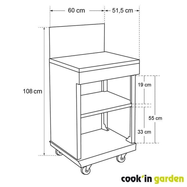 Serveringsvagn - COOK'IN GARDEN - Kan integreras i Fidgi BBQs