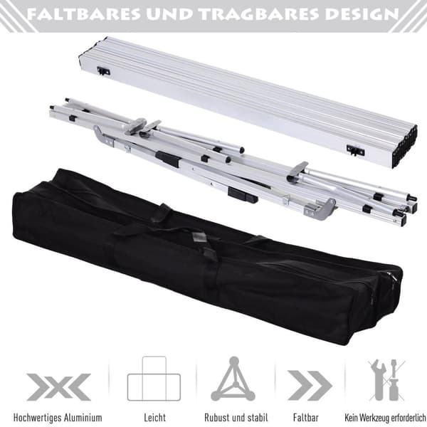 Rootz Picnic foldningsbord - Højdejusterbart campingbord - Bærbart bord - Aluminium - 120 x 70 x 58-73 cm - Inkluderer bærepose
