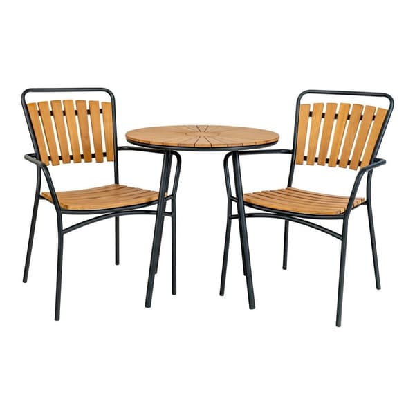 Rootz Cleveland Café -pöytä - Ulko -ruokapöytä - Teak Wood Pöytä - maalaismainen viehätys - Ø70cm x 74cm - ihanteellinen terassille ja parvekkeelle