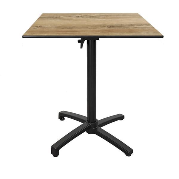 Bordshöjd 90 cm, hopfällbar för terrass i Compact HPL vintage trä 70 x 70