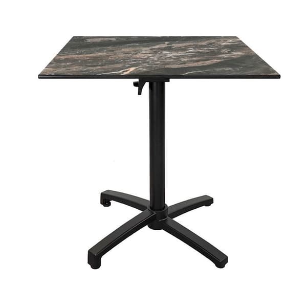 Hopfällbart terrassbord i Compact HPL marmorerad dekor 70 x 70