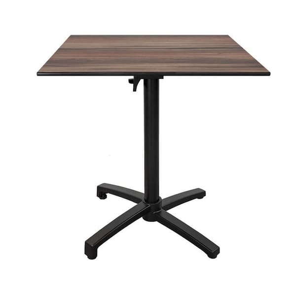 Hopfällbart terrassbord i Compact HPL mörkt trä 70 x 70