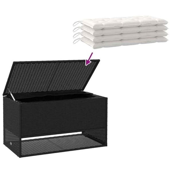 vidaXL udendørs hyndeboks 100x55x55,5 cm polyrattan sort