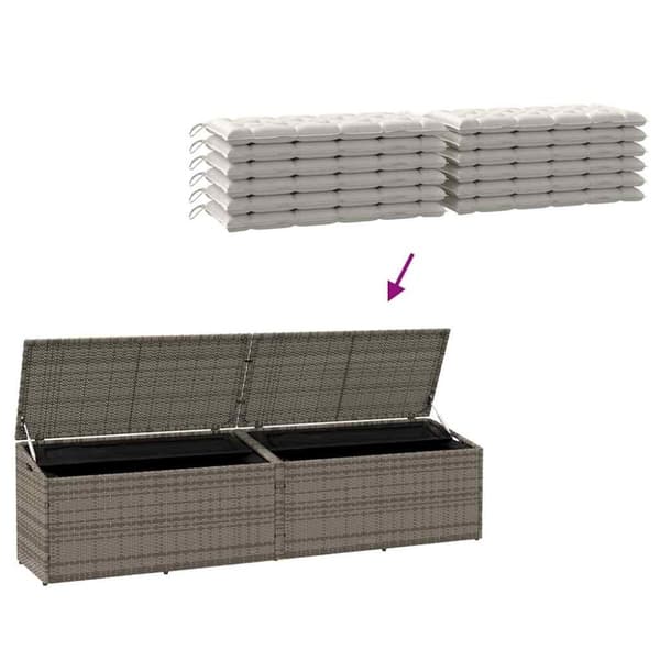 vidaXL opbevaringskasse til haven 220x50x58 cm polyrattan grå
