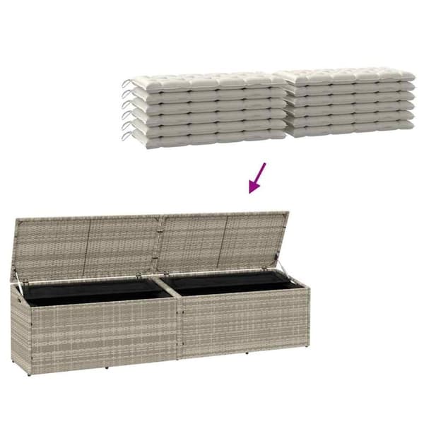 vidaXL opbevaringskasse til haven 220x50x58 cm polyrattan lysegrå