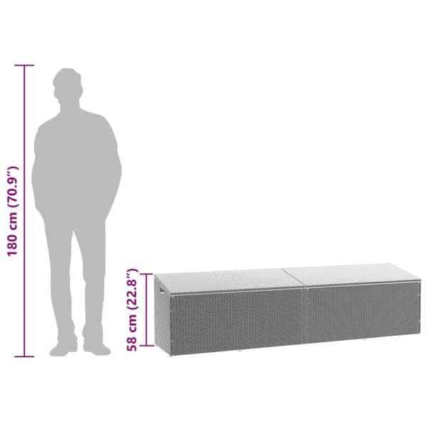 vidaXL opbevaringskasse til haven 220x50x58 cm polyrattan lysegrå