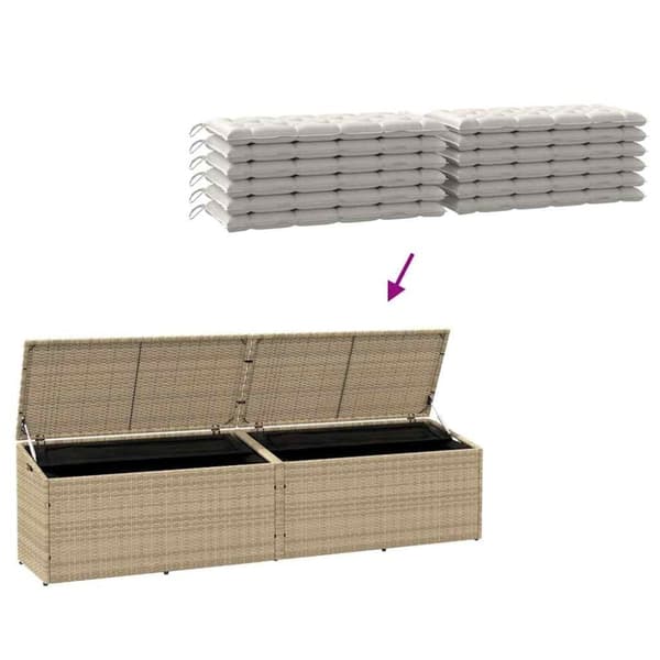vidaXL opbevaringsboks til haven 220x50x58 cm polyrattan beige