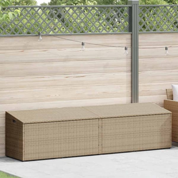 vidaXL opbevaringsboks til haven 220x50x58 cm polyrattan beige