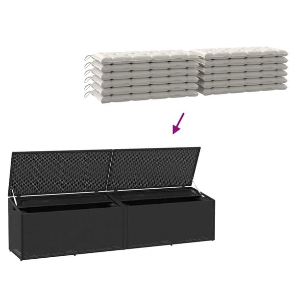 vidaXL opbevaringsboks til haven 220x50x58 cm polyrattan sort