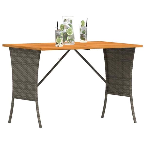 vidaXL havebord med top i akacietræ 105x75x72 cm polyrattan grå
