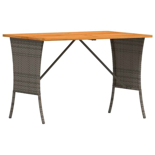 vidaXL havebord med top i akacietræ 105x75x72 cm polyrattan grå