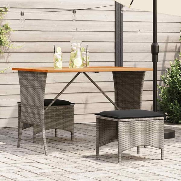 vidaXL havebord med top i akacietræ 105x75x72 cm polyrattan grå