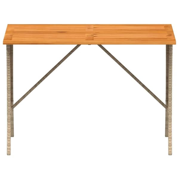 vidaXL havebord med top i akacietræ 105x75x72 cm polyrattan beige