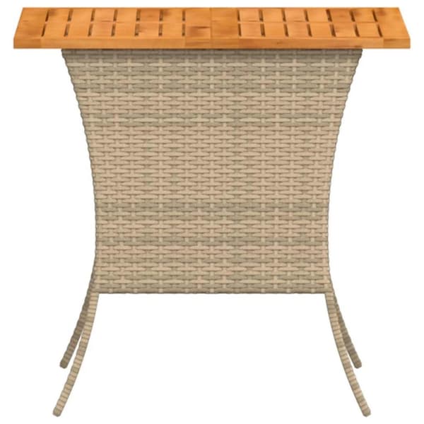 vidaXL havebord med top i akacietræ 105x75x72 cm polyrattan beige